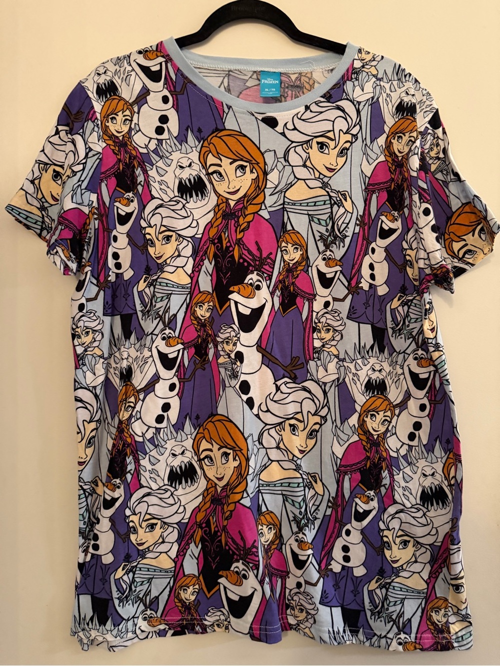 Disney Frozen womanShort Sleeve Tee - Purple & Light Blue xl